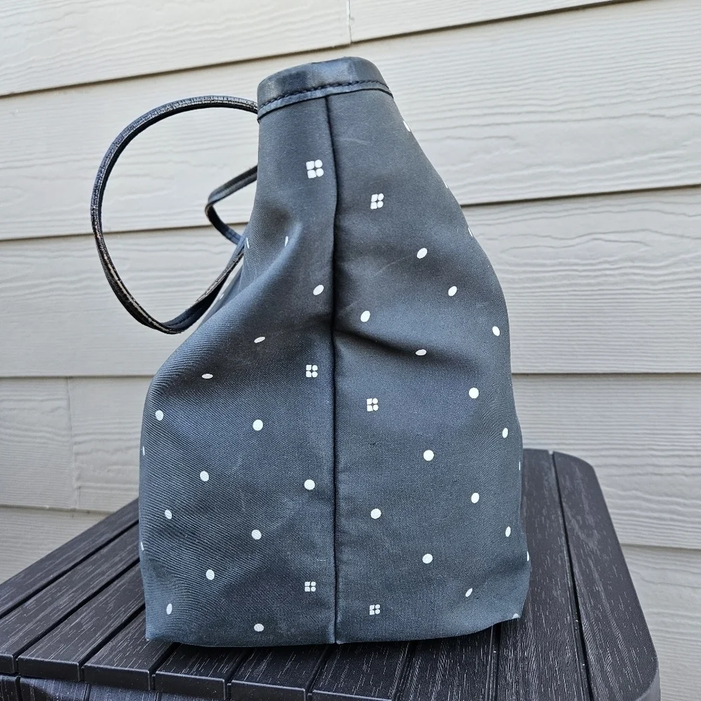 Kate Spade Polka Dot Tote Diaper Baby Bag Black White Purse Shopper Bag Vintage